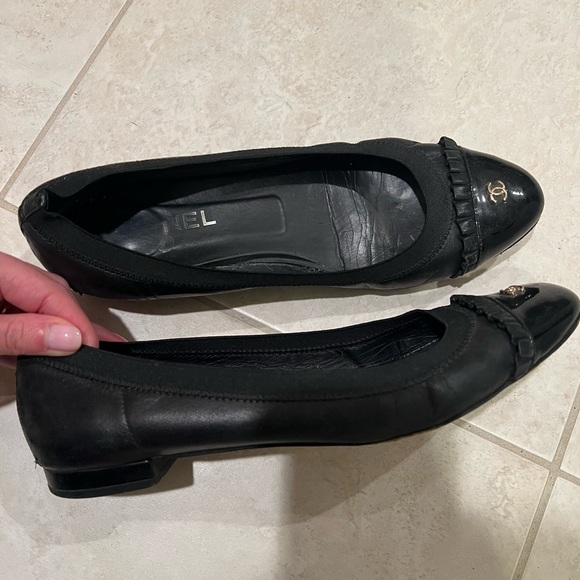 Chanel ballet flats. Black leather. Size 40.5. - Picture 6 of 7